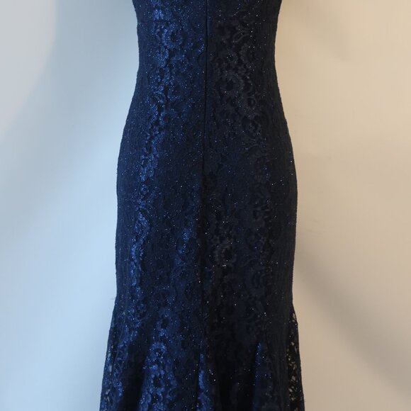 NWT Women R&M Richards Blue Lace Off the Shoulder Shimmer Mermaid Gown Dress 10P - Picture 12 of 14